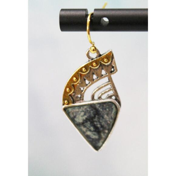 Silver with Gold Accent Fashion Earrings E151 - Picture 2 of 3